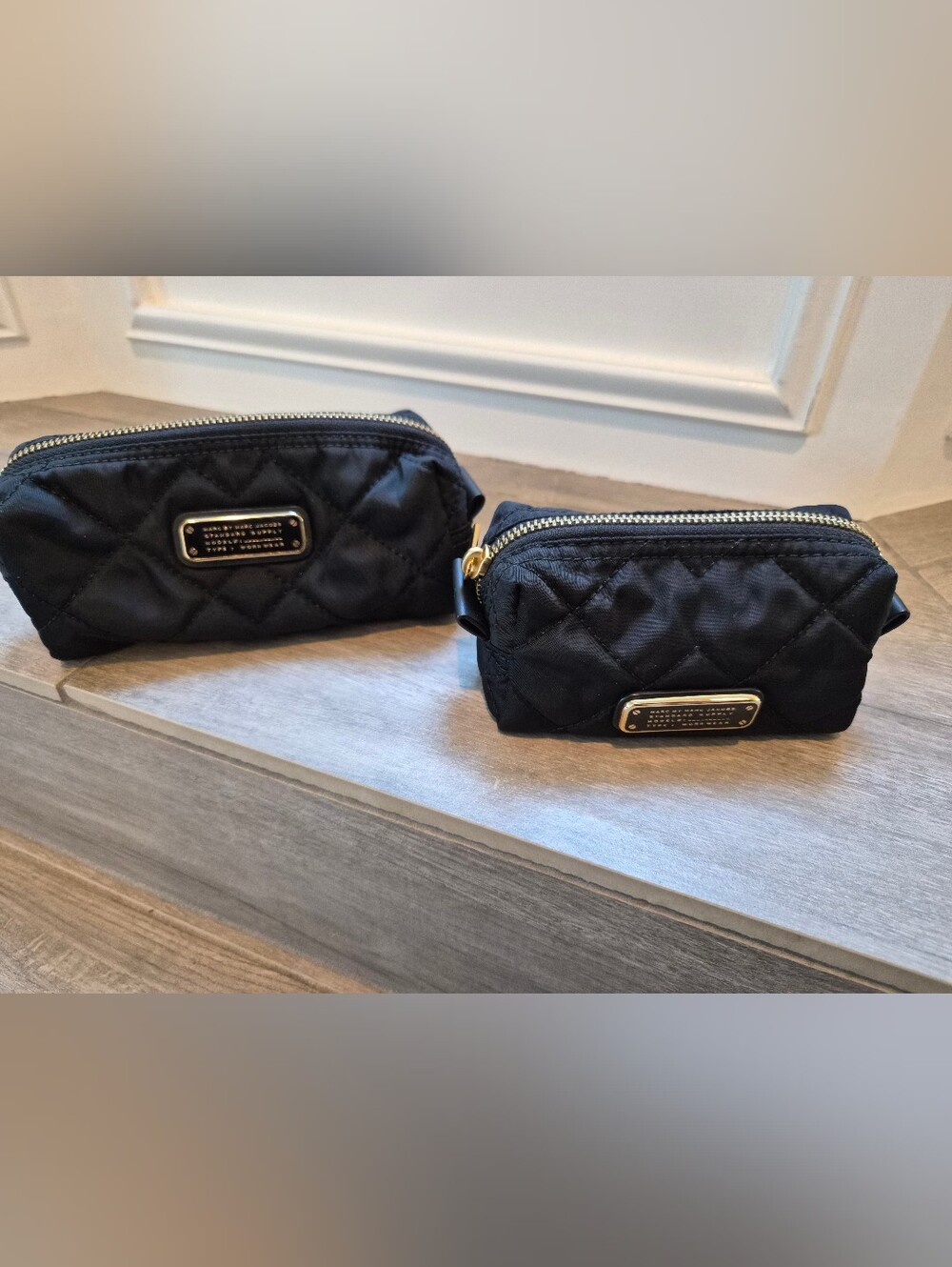 Black Quilted Nylon Cosmetic Pouch by Marc Jacobs